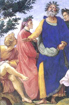 DANTE, OMERO, VIRGILIO , NEL PARNASO (Raffaello 1510-11)