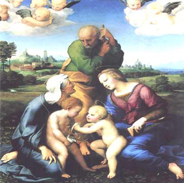 "SACRA FAMIGLIA CANIGIANI", COMPOSTA DA GESU'  BAMBINO, MARIA, GIUSEPPE, SAN GIOVANNINO E SANTA ELISABETTA.